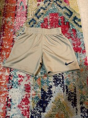 Nike Tan Mesh Athletic Shorts with Navy Swoosh